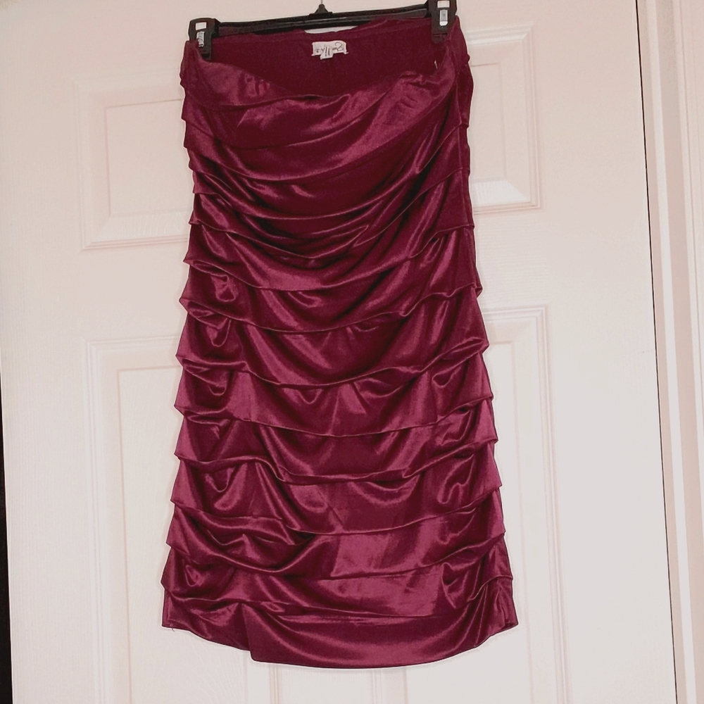 Sleek Rich Purple Strapless Dress Junior L